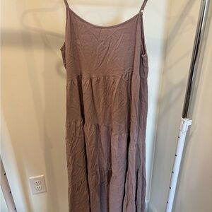 Sleeveless Mauve Tiered Midi Dress - Women